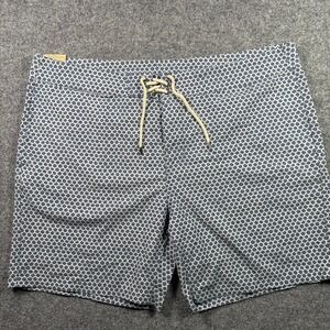 Faherty Beacon Board Shorts Mens 42 Blue White Scale Print Recycled Stretch